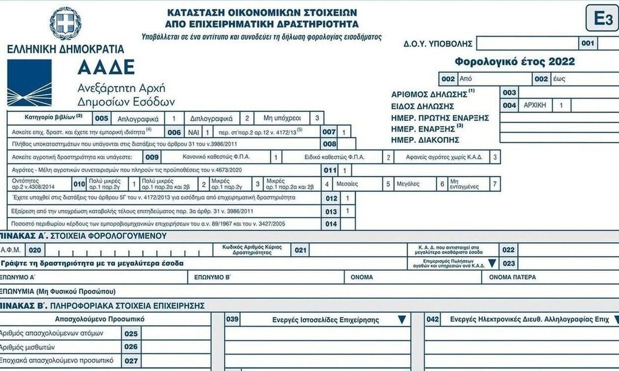 Φορολογικές δηλώσεις 2023: Με αργούς ρυθμούς η υποβολή του Ε3 από τους ελεύθερους επαγγελµατίες