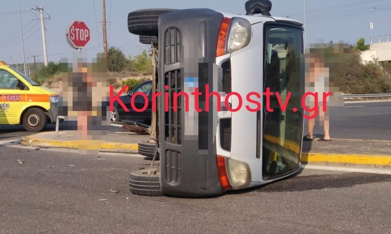 Τροχαίο στην Π.Ε.Ο. Ισθμού – Επιδαύρου – Ανετράπη βανάκι έπειτα από σύγκρουση