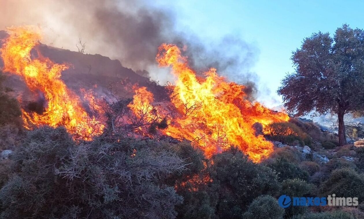 Φωτιά στη Νάξο: Ενισχύονται οι δυνάμεις – Μεταβαίνουν πυροσβέστες από τη Σύρο