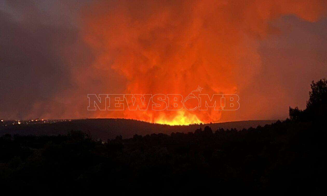 Φωτιά στην Εύβοια: Νύχτα τρόμου με τρία ενεργά μέτωπα – Συνεχίζουν να πνέουν ισχυροί άνεμοι