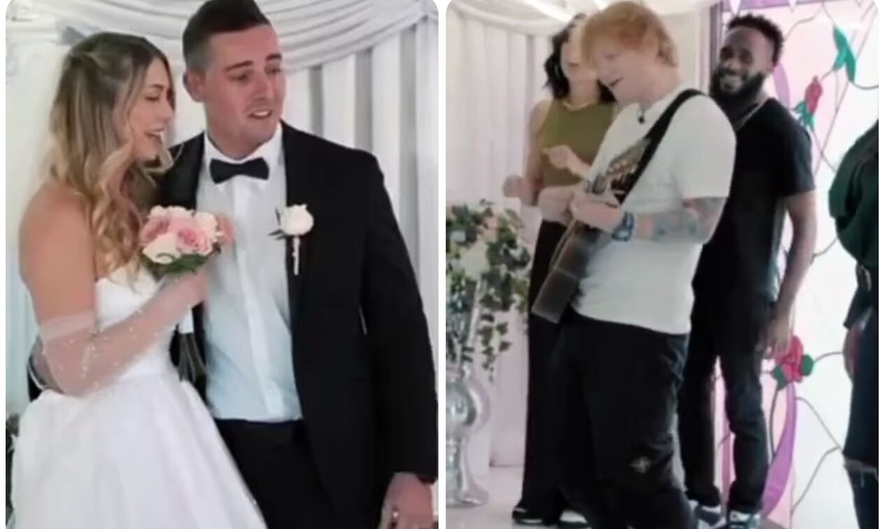 Εντ Σίραν: Έκπληκτοι νύφη και γαμπρός με τη ξαφνική εμφάνιση του ποπ σταρ στον γάμο τους