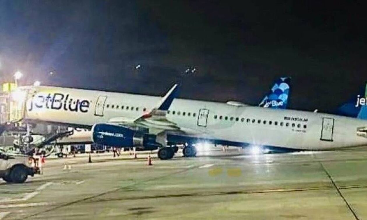 Αεροπλάνο της Jet Blue… έχασε την ισορροπία του και έγειρε προς τα πίσω (vid)