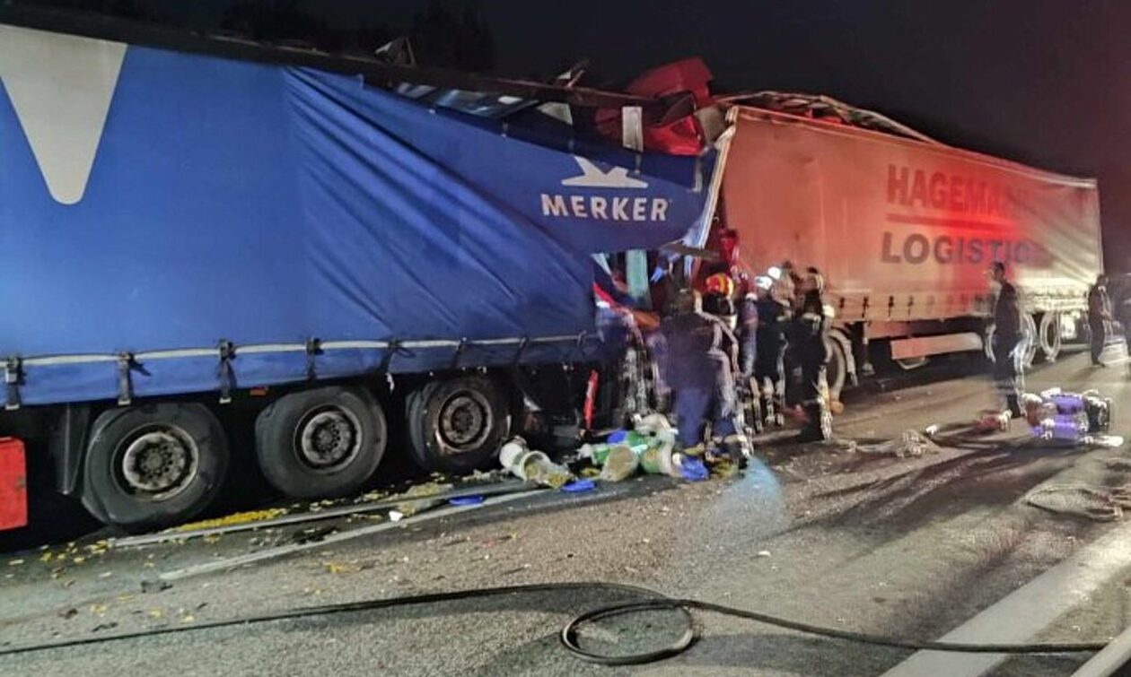 Τροχαίο στην Εγνατία Οδό, λίγο πριν από τον Προμαχώνα – Συγκρούσθηκαν νταλίκες