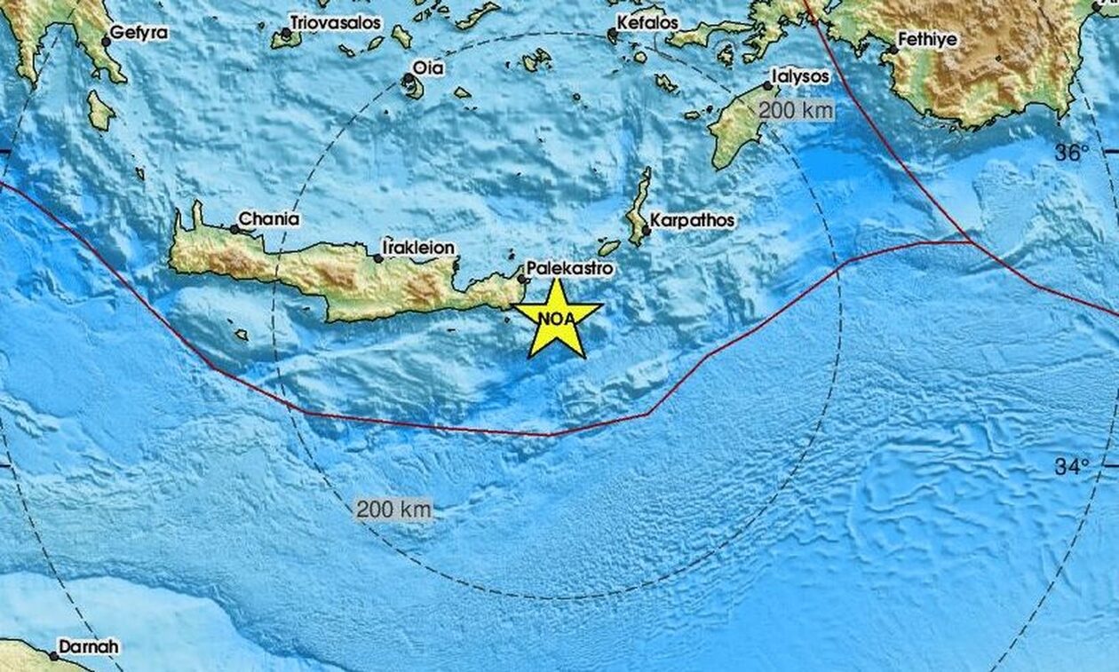 Σεισμός τώρα ανατολικά της Κρήτης – Αισθητός σε αρκετές περιοχές