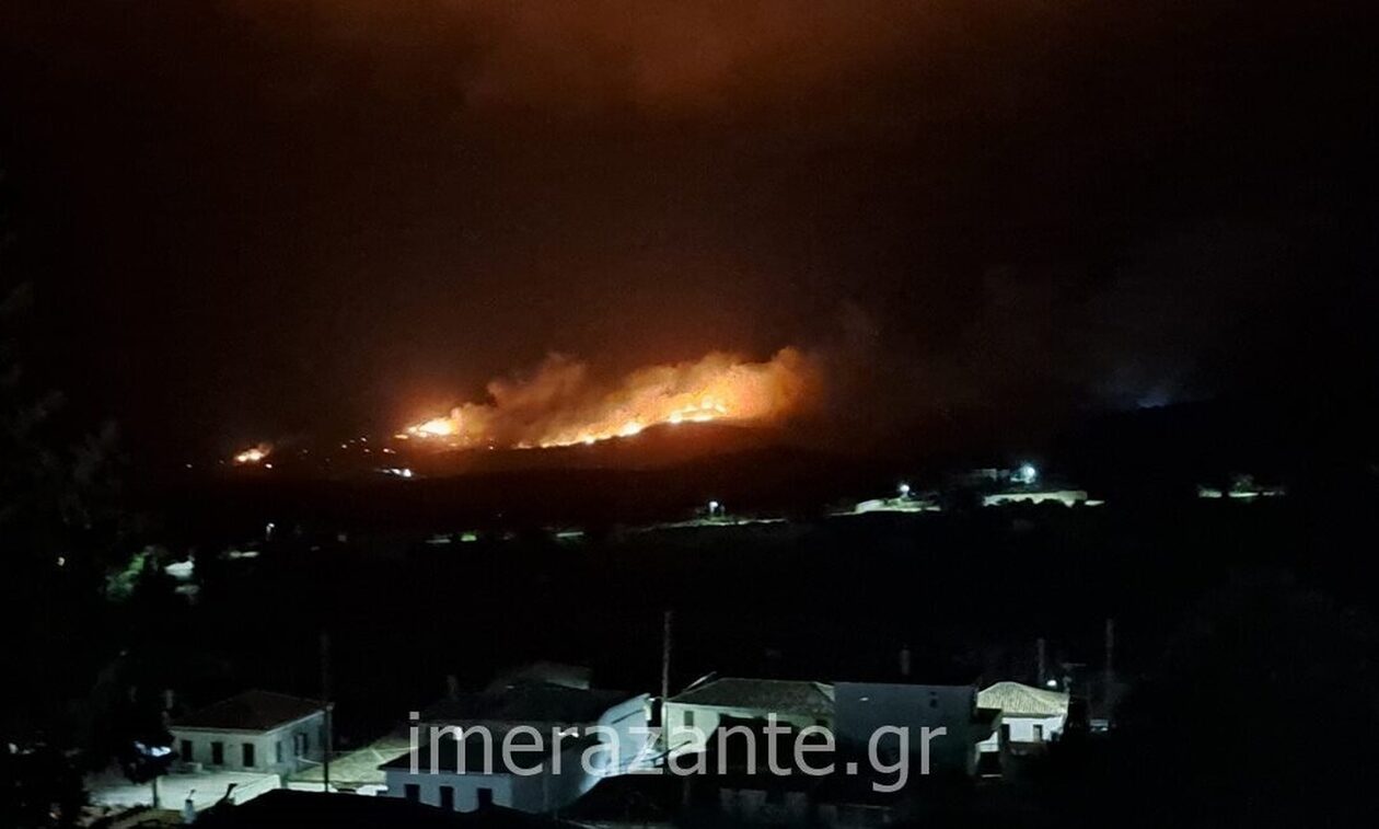 Συναγερμός για μεγάλη φωτιά στη Ζάκυνθο: Πνέουν ισχυροί άνεμοι – Πηγαίνουν πυροσβέστες από Κυλλήνη