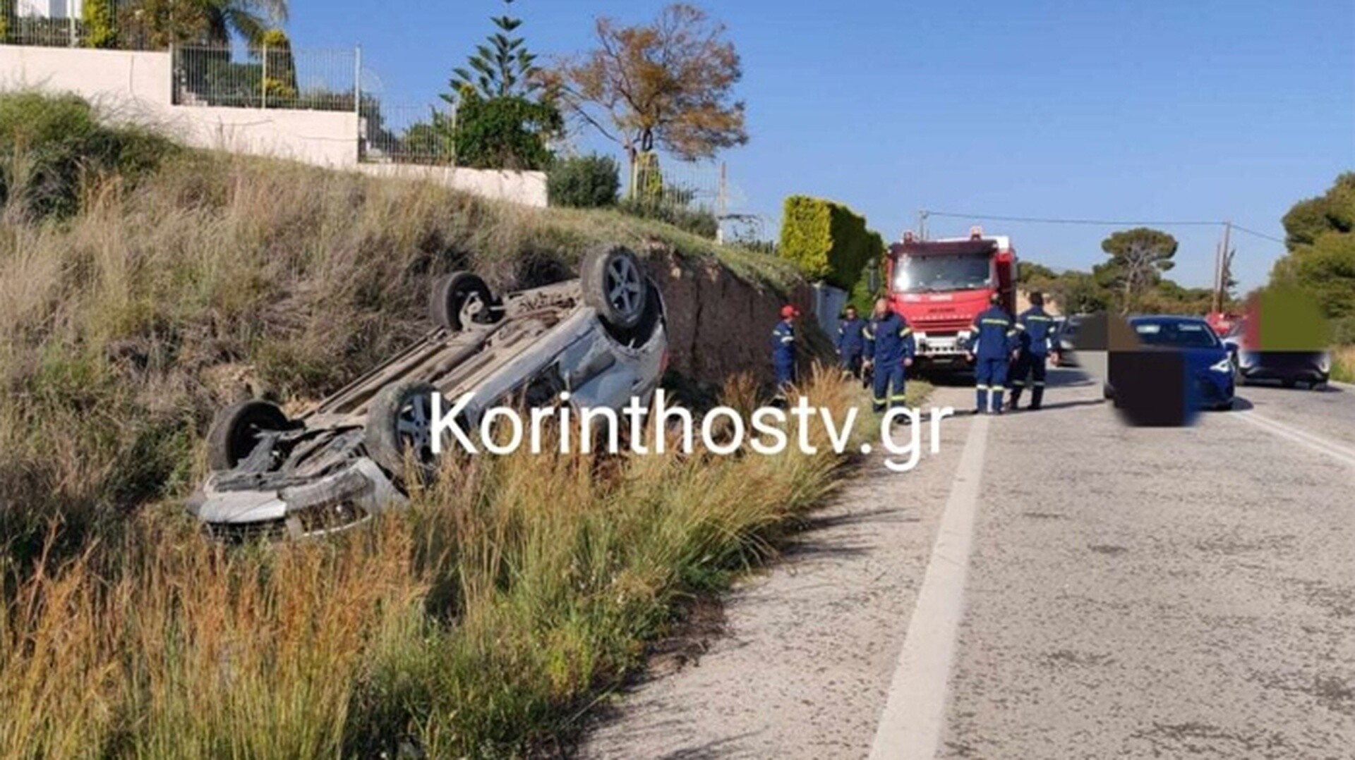Κορινθία: Σοβαρό τροχαίο με ανατροπή επιβατικού αυτοκινήτου