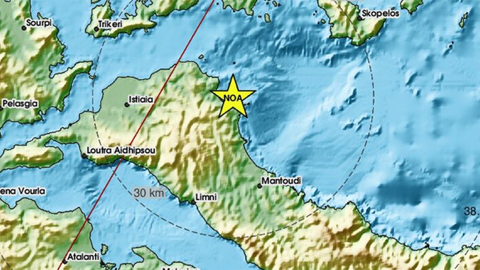 Σεισμός 4,5 βαθμών της κλίμακας Ρίχτερ στην Εύβοια