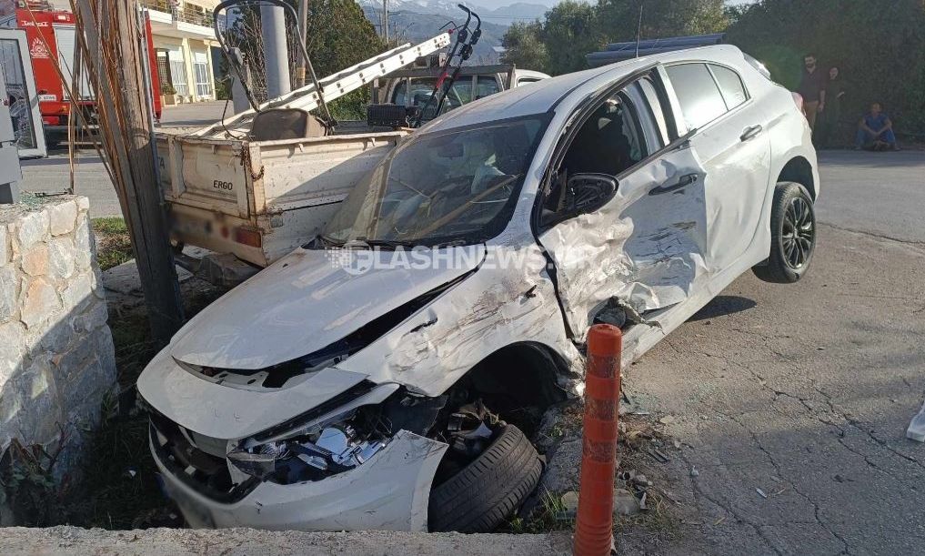 Τροχαίο ατύχημα στα Χανιά: Αυτοκίνητο συγκρούστηκε με φορτηγό – Εγκλωβίστηκε ο οδηγός