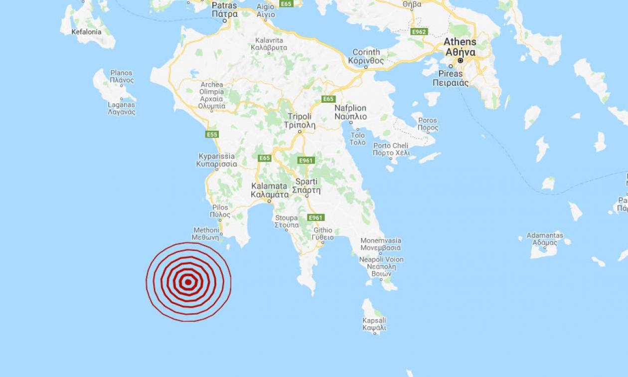 Σεισμός νοτιοδυτικά της Μεθώνης