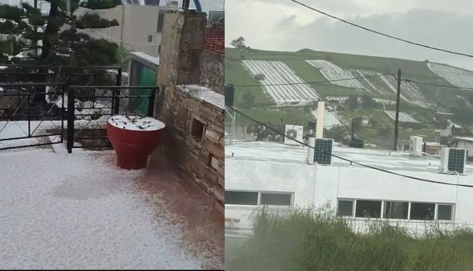 Ηράκλειο: Σφοδρή χαλαζόπτωση έπληξε αμπέλια και ελαιώνες – Συγκλονιστικές εικόνες