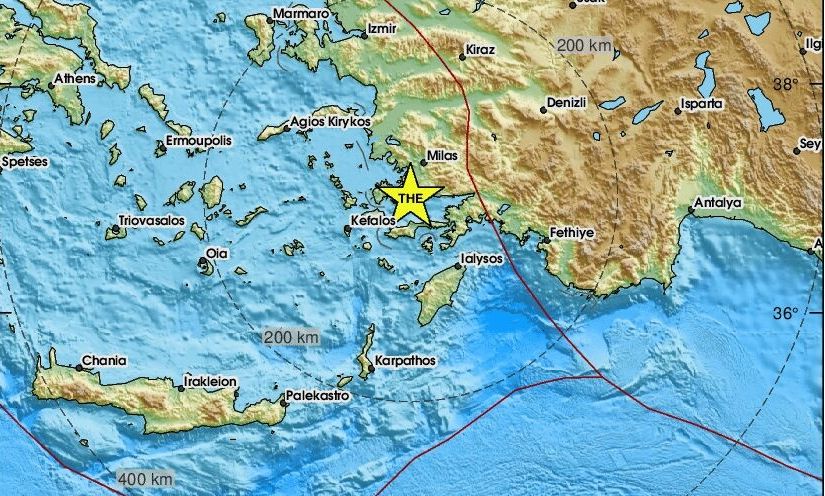 Σεισμός ανατολικά της Κω – Κοντά στην Αλικαρνασσό το επίκεντρο