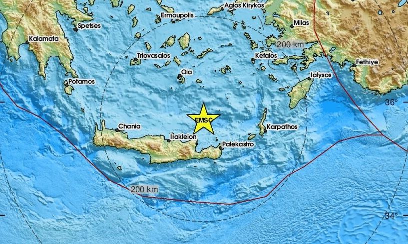 Ισχυρός σεισμός βόρεια του Λασιθίου – Αισθητός σε πολλές περιοχές