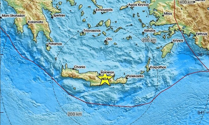 Σεισμός στην Κρήτη – Κοντά στο Αρκαλοχώρι το επίκεντρο