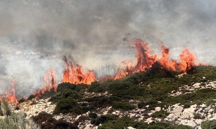 Μεγάλη φωτιά στον Κινίδαρο Νάξου – Ενισχύονται από τα γύρω νησιά οι πυροσβεστικές δυνάμεις