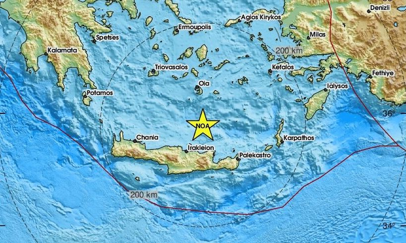 Σεισμός βόρεια της Κρήτης