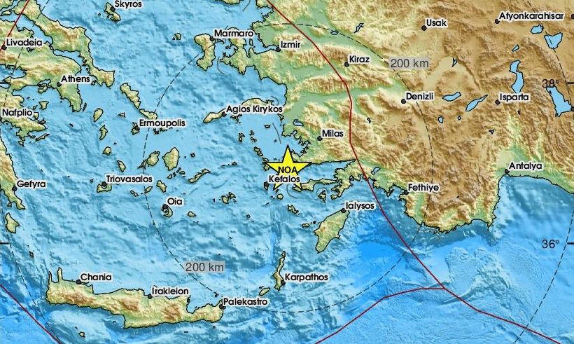 Σεισμός στην Κω – Κοντά στην πόλη το επίκεντρο