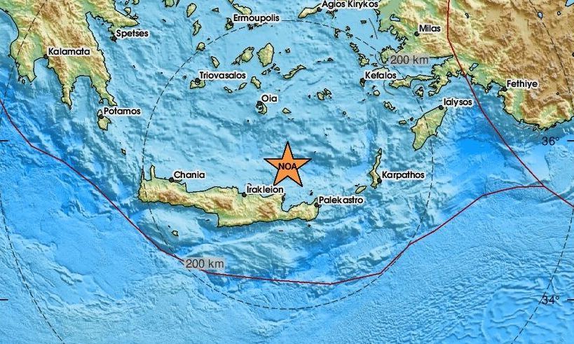 Σεισμός βόρεια της Κρήτης