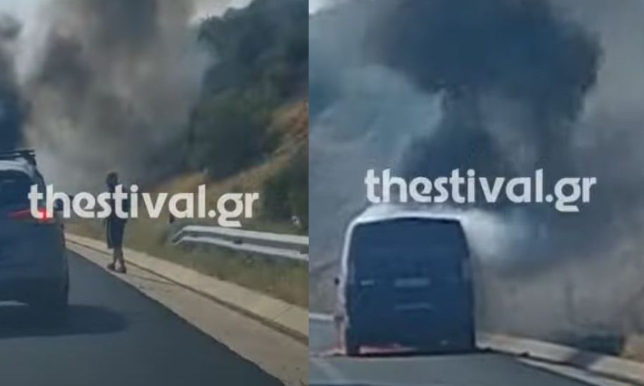Εγνατία Οδός: Φορτηγό τυλίχθηκε στις φλόγες – Η φωτιά έφτασε στους θάμνους – Εικόνες