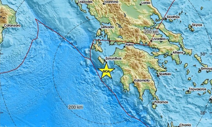 Σεισμός 3,4 Ρίχτερ νότια της Ζάκυνθου