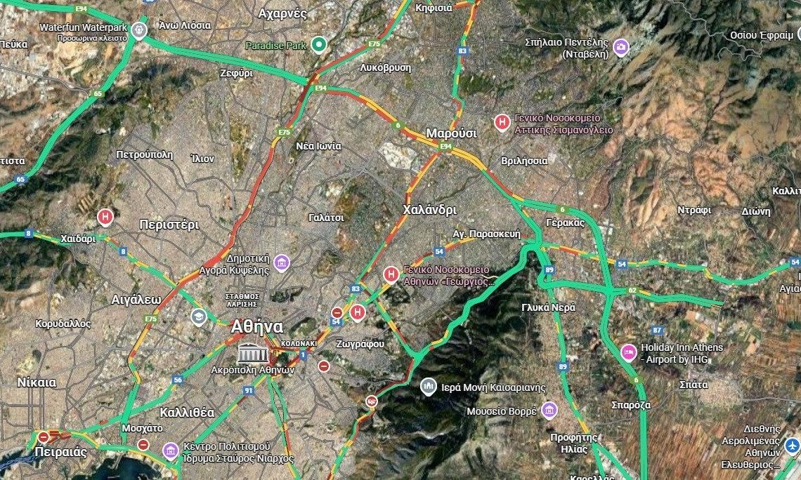 Κίνηση τώρα: Στο «κόκκινο» η Αττική Οδός – Μεγάλες καθυστερήσεις