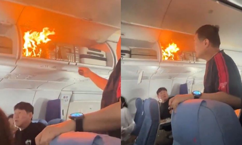 Τρόμος σε πτήση για Σεούλ: Ξέσπασε πυρκαγιά σε θήκη χειραποσκευών – Βίντεο