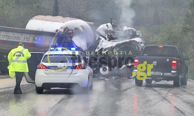 Σοβαρό τροχαίο στην Ηγουμενίτσα – Δύο φορτηγά συγκρούστηκαν μετωπικά