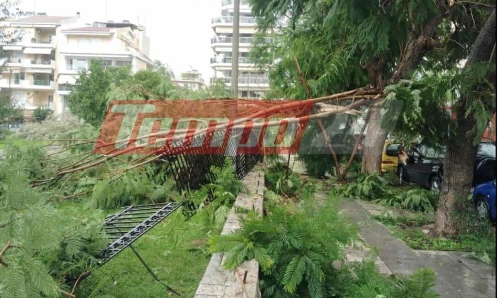 Κακοκαιρία: Ανεμοστρόβιλος σάρωσε την Πάτρα – Ξεριζώθηκαν δέντρα και έσπασαν τζαμαρίες