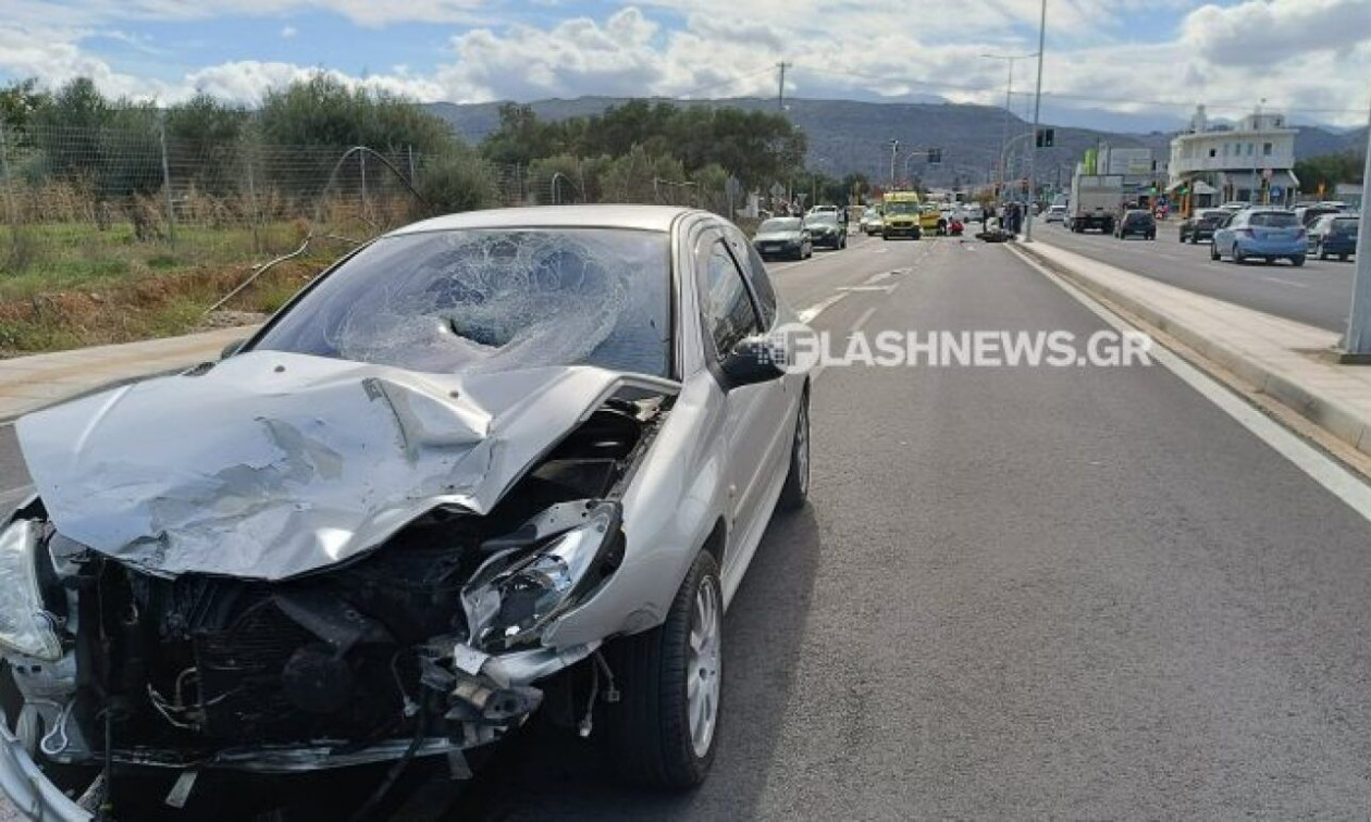 Χανιά: Τροχαίο με μια σοβαρά τραυματία – Αναβάτης μοτοσικλέτας έπεσε σε παρμπρίζ αυτοκινήτου