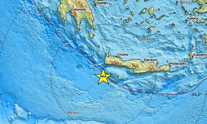 Σεισμός 3,7 Ρίχτερ νότια της Παλαιόχωρας Χανίων