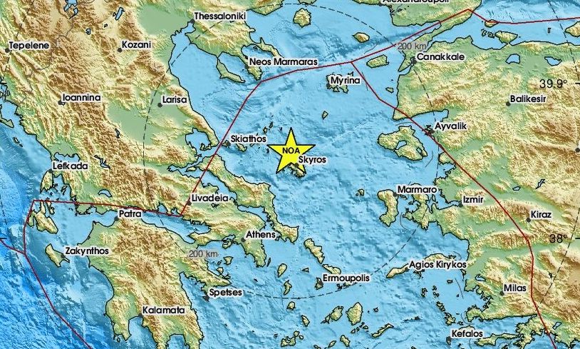 Σεισμός 3,1 Ρίχτερ βόρεια της Σκύρου