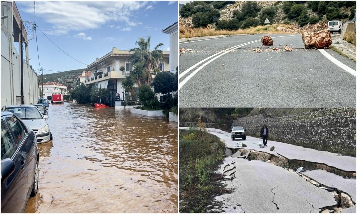Κακοκαιρία Adel: Μεγάλες καταστροφές σε Λακωνία, Μυτιλήνη – Δρόμος έγινε κομμάτια στα Ιωάννινα