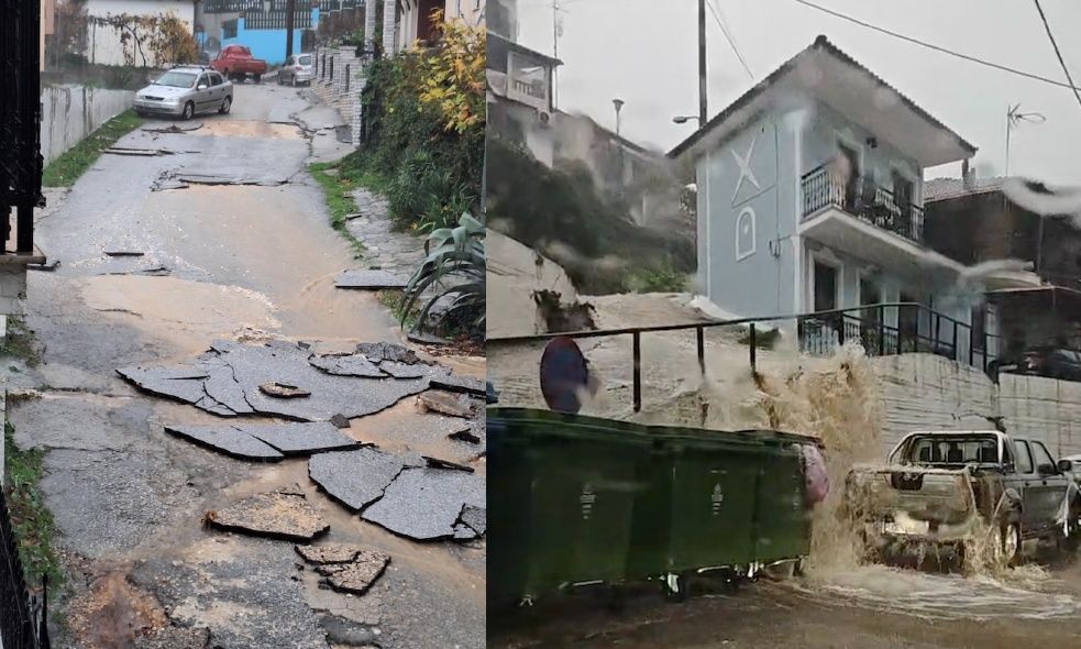 Κακοκαιρία Adel: Καταστροφές στη Θάσο από τις έντονες βροχοπτώσεις – Ξηλώθηκαν δρόμοι – Βίντεο