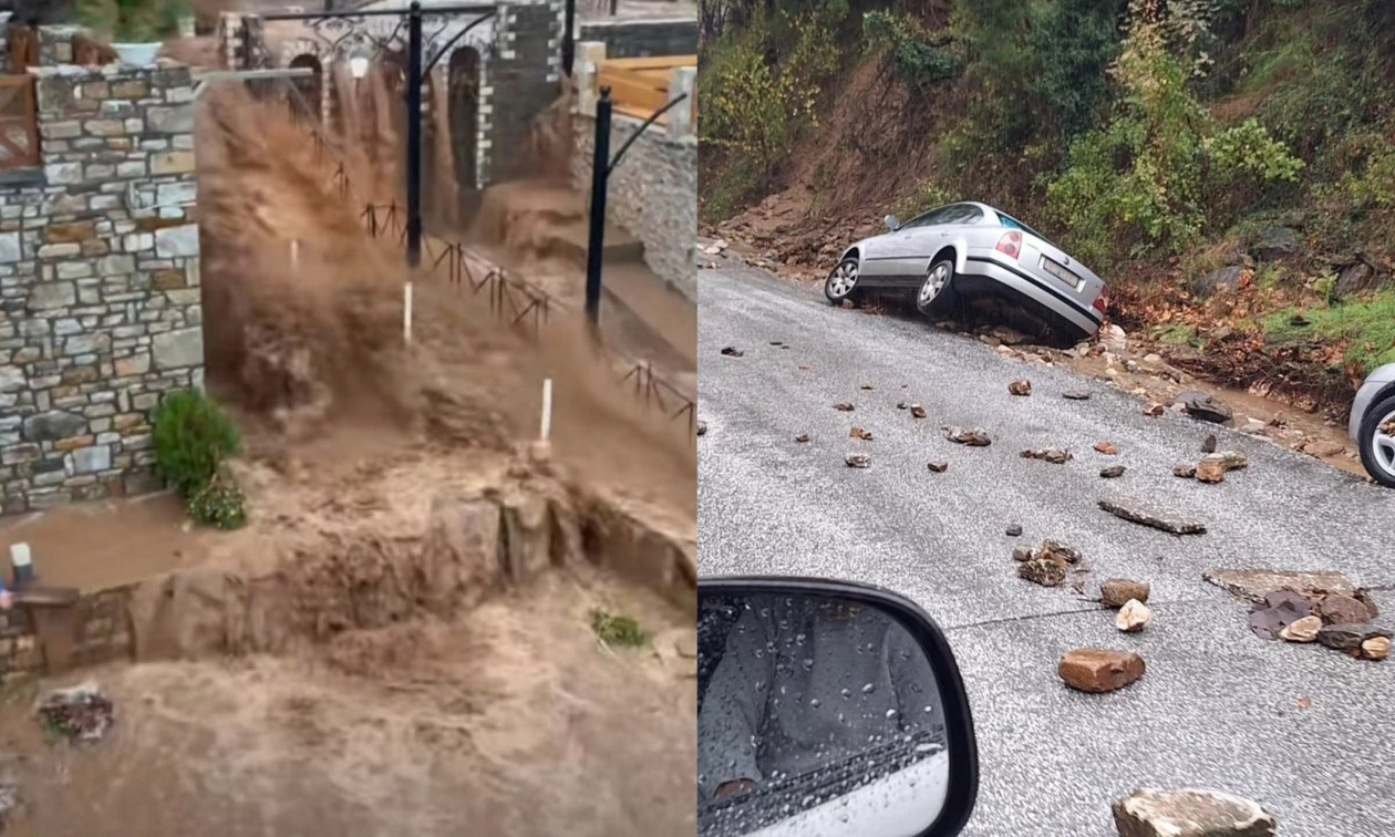 Κακοκαιρία Adel: Πλημμύρες και κατολισθήσεις στη Θάσο – Προβλήματα σε Ελούντα, Χίο, Τζουμέρκα