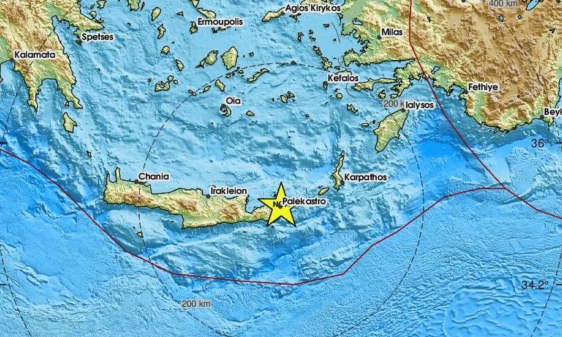 Διπλός σεισμός στην ανατολική Κρήτη – Κοντά στη Σητεία τα επίκεντρα
