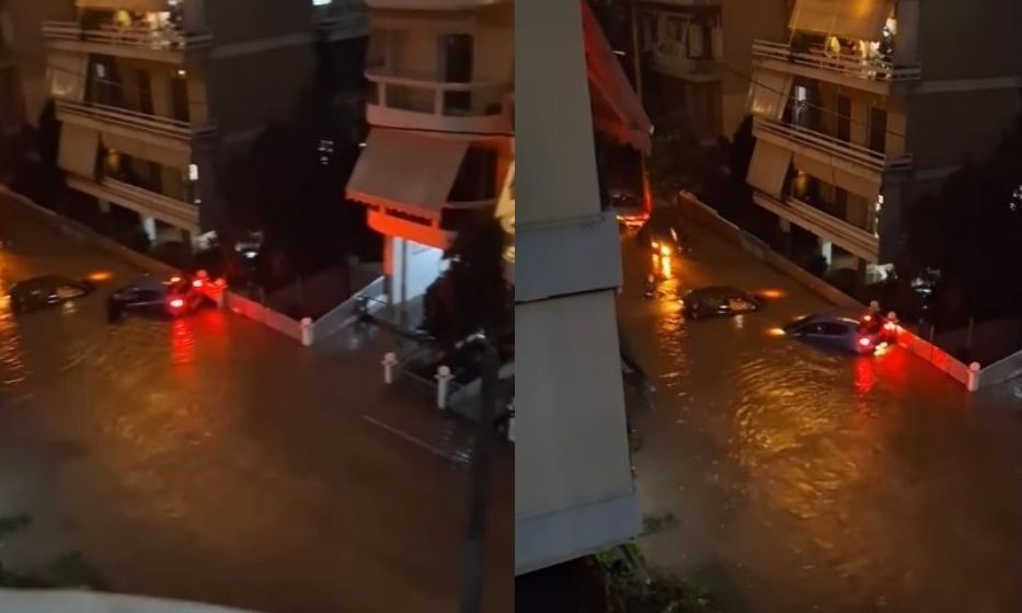 Κακοκαιρία Byron: Απίστευτες εικόνες στον Άλιμο – Επιπλέουν αυτοκίνητα στους δρόμους