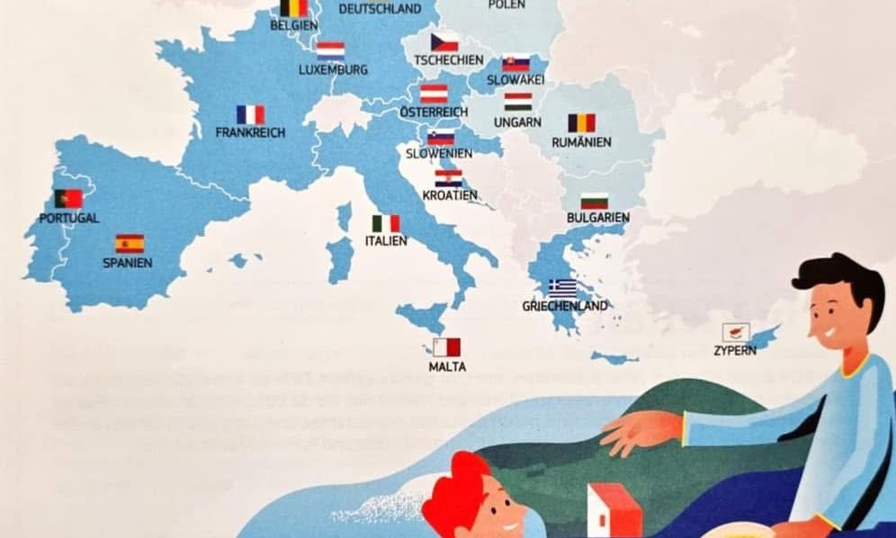 Δωδεκάνησα και νησιά Βορείου Αιγαίου με χρώματα της Τουρκίας σε χάρτη εγχειριδίου της ΕΕ