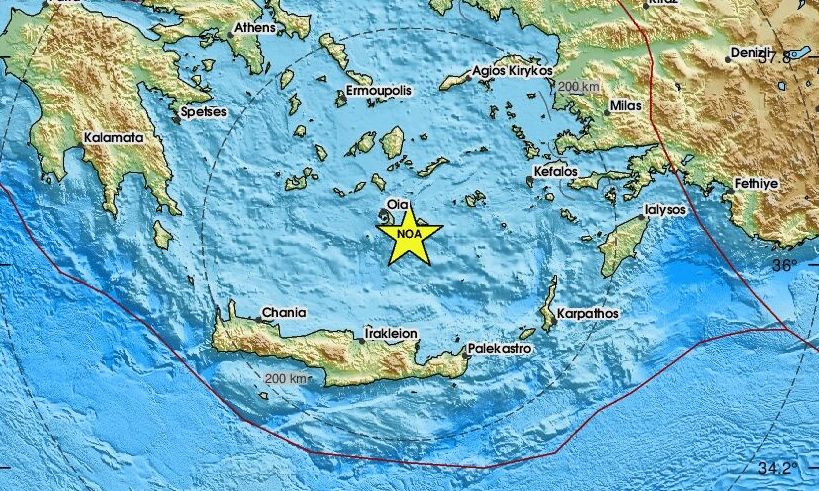 Σεισμός 3,3 Ρίχτερ μεταξύ Σαντορίνης και Ανάφης
