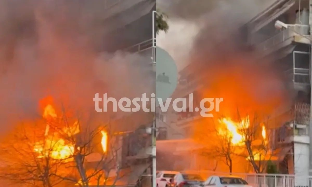 Θεσσαλονίκη: Μεγάλη φωτιά σε διαμέρισμα – Δείτε βίντεο