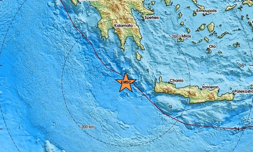 Σεισμός 4,6 Ρίχτερ δυτικά της Κρήτης