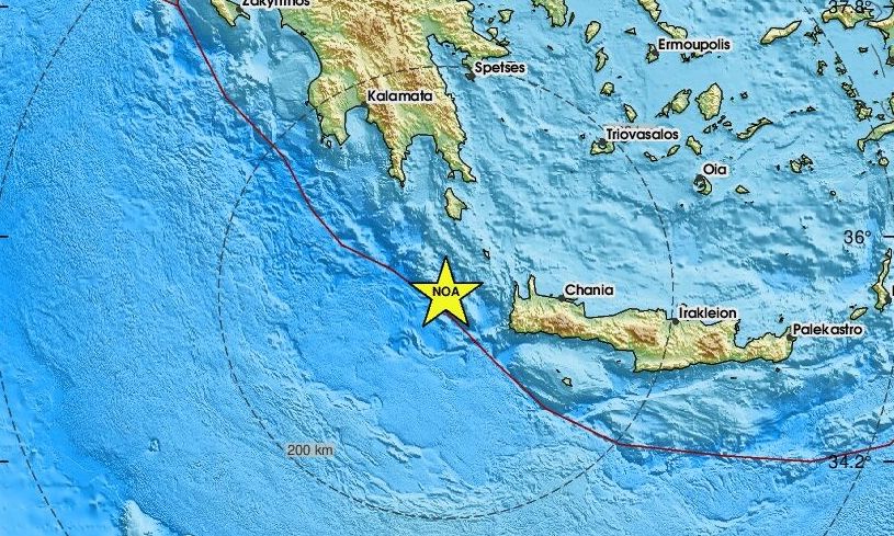 Σεισμός 3,5 Ρίχτερ δυτικά της Κρήτης