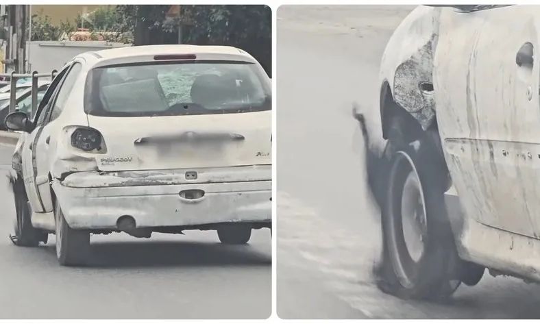 Βίντεο: Αυτοκίνητο χωρίς λάστιχο, φανάρια και φλας κυκλοφορούσε στο Ηράκλειο