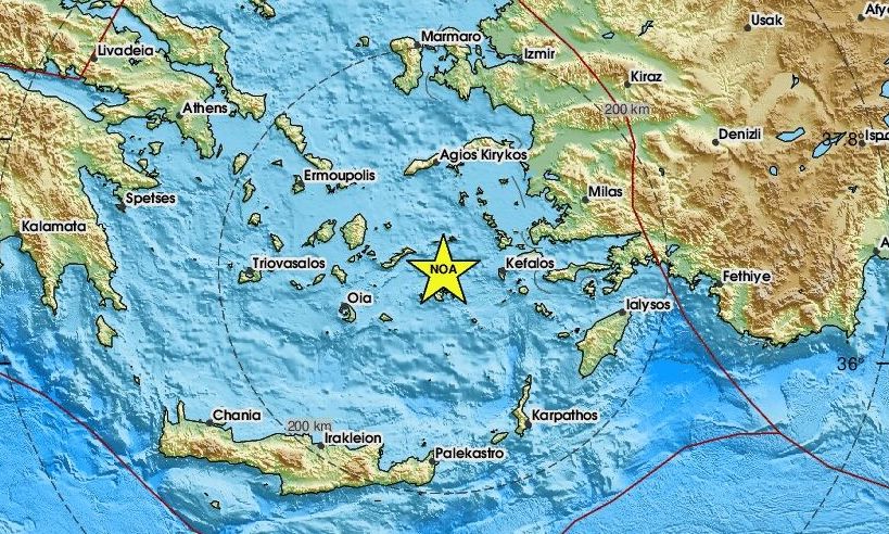 Σεισμός 3,5 Ρίχτερ κοντά στην Αστυπάλαια