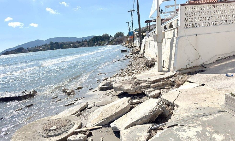 Κακοκαιρία στη Ζάκυνθο: Μεγάλες ζημιές στο παραλιακό μέτωπο
