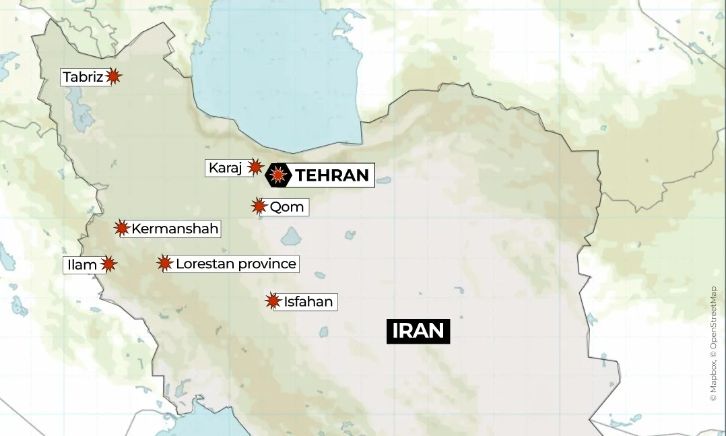 Πόλεμος στη Μέση Ανατολή: Τα σημεία «στόχος» στο Ιράν – Χάρτης με τις περιοχές που χτύπησαν οι ΗΠΑ