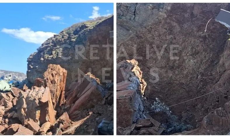 Ηράκλειο: Μεγάλη κατολίσθηση στην Αγία Πελαγία – Αποκολλήθηκε μπαλκόνι ξενοδοχείου
