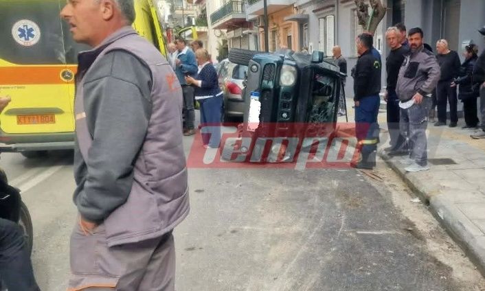 Πάτρα: Τετραμελής οικογένεια εγκλωβίστηκε σε τζιπ έπειτα από τροχαίο – Εικόνες