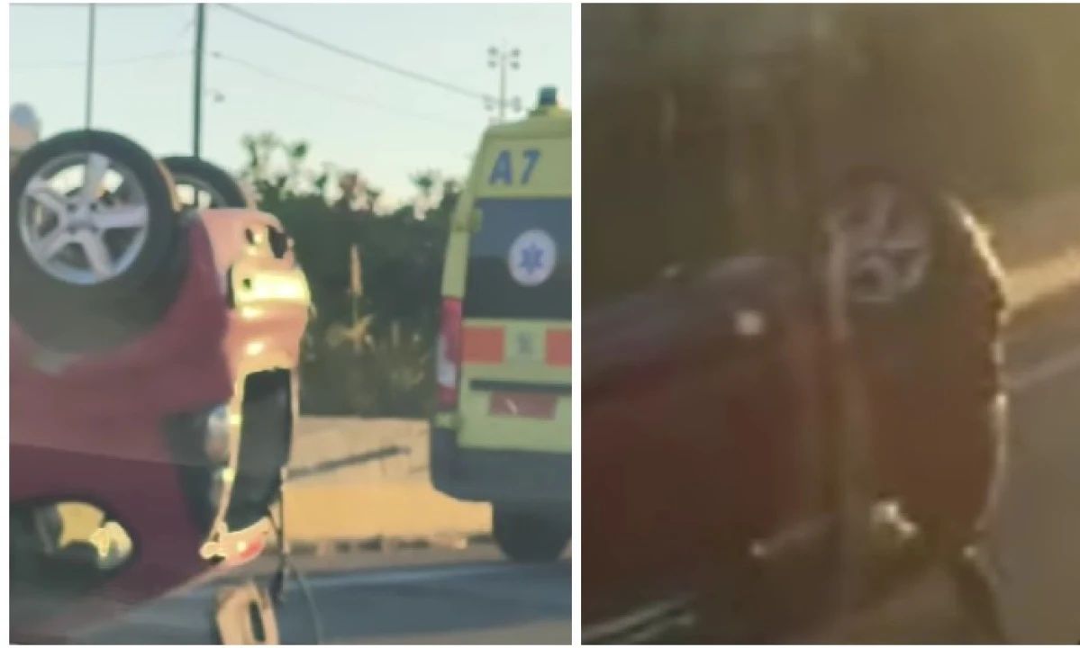 Σοβαρό τροχαίο στο Ηράκλειο: ΙΧ ανετράπη μετά από καραμπόλα στον ΒΟΑΚ – Δείτε βίντεο