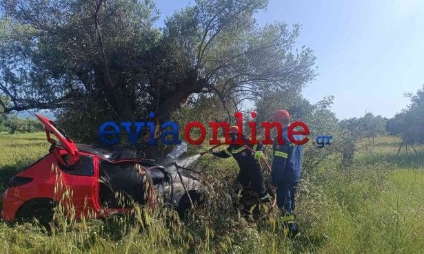 Εύβοια: Έχασε τον έλεγχο του αυτοκινήτου του και κατέληξε σε ελιά – Έπιασε φωτιά το ΙΧ