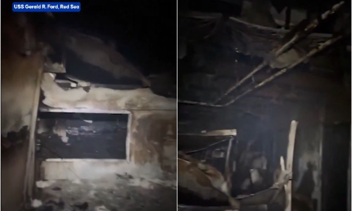 Απανθρακωμένοι θάλαμοι και εκτεθειμένα καλώδια: Αποκαλυπτικό βίντεο με την καταστροφή στο USS Ford
