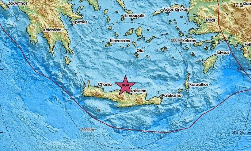 Σεισμός 3,2 Ρίχτερ βόρεια της Κρήτης